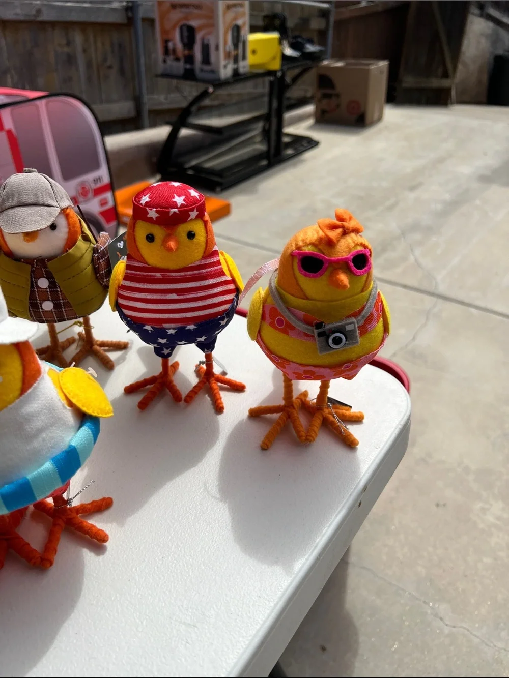 Target Plush Chick Figurines in Orange, Red, Yellow and Blue